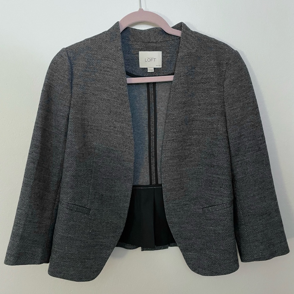 Ann Taylor Loft Gray Open Front Blazer